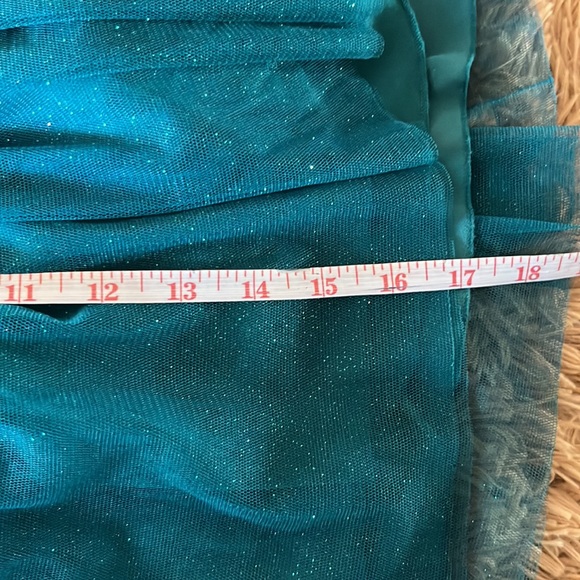 Strapless Sparkly Teal Homecoming Dress - Picture 9 of 10